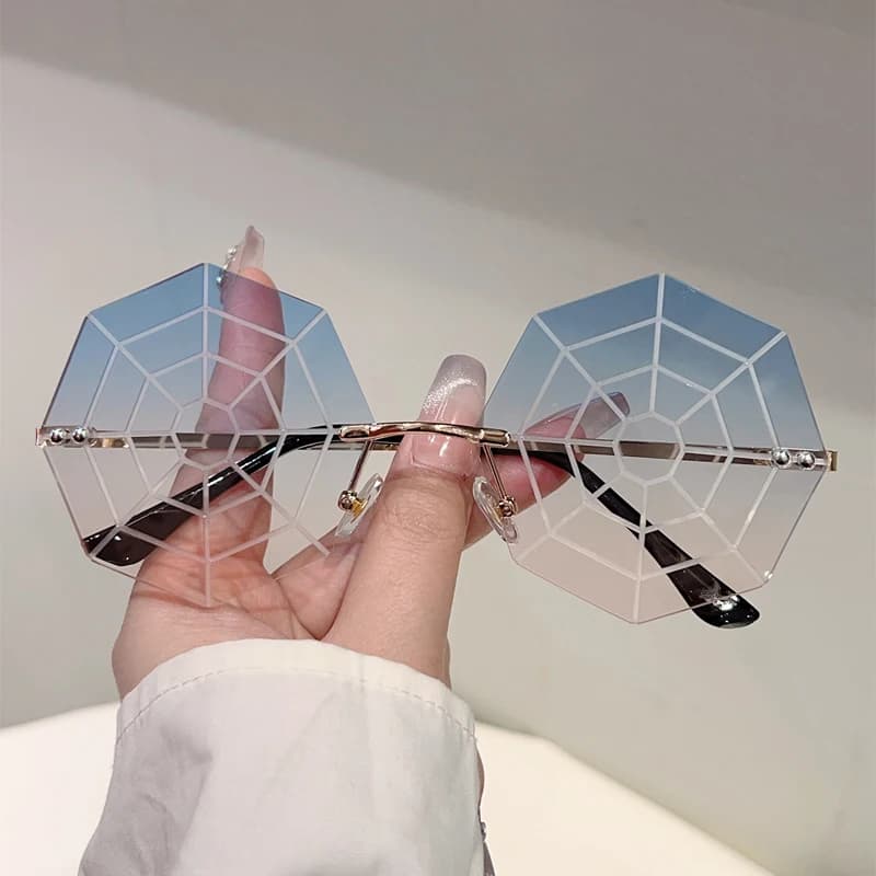 KAMMPT Spiderman Sunglasses 2025 Shaped Without Frame Elegant Funny Decor Shades Woman Ins Trendy Chic Brand Design Rave Sunglasses
