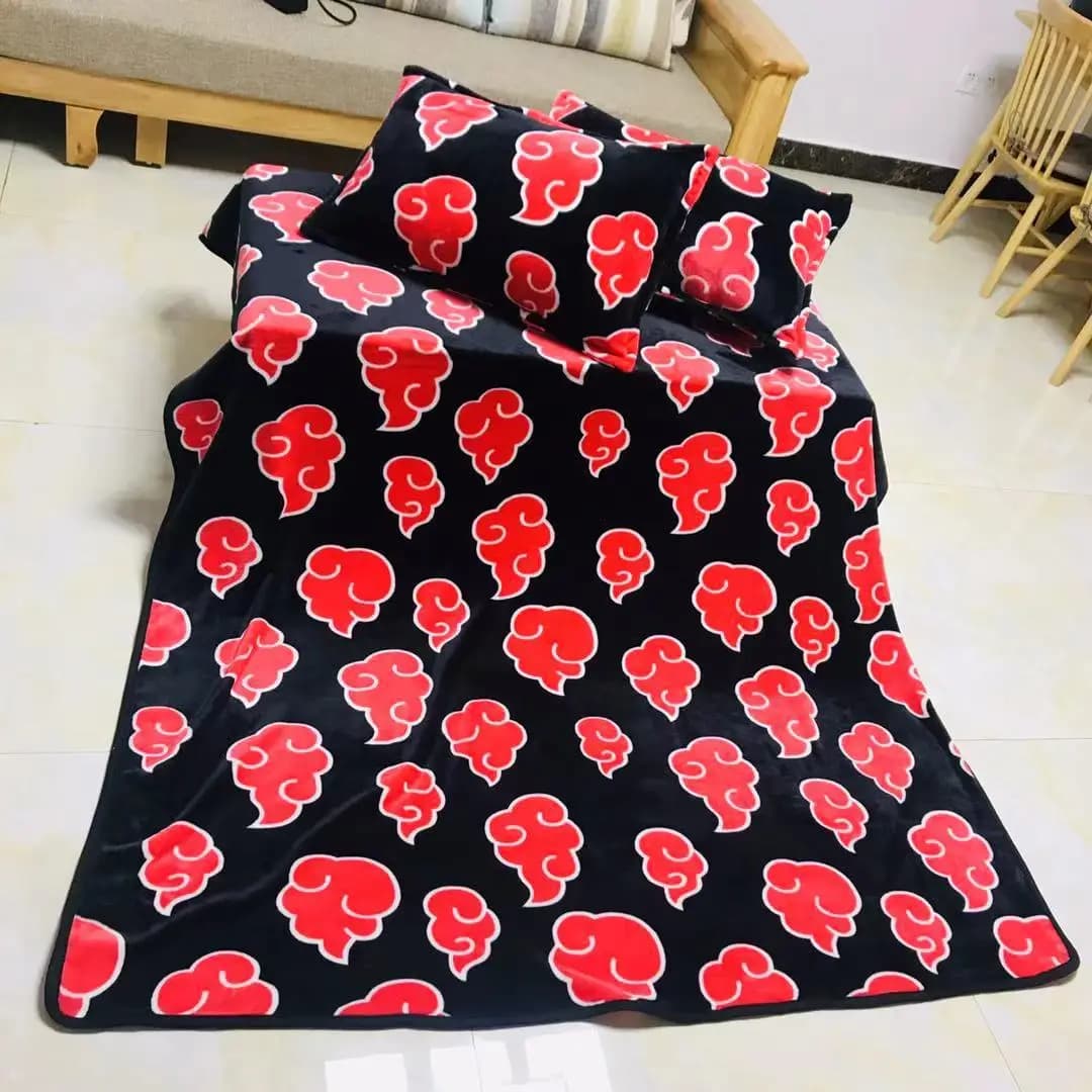 new Anime Naruto Hokage Akatsuki Blanket Red Cloud Soft Warm Coral Fleece Throw Home Bedroom Sheet Cosplay Winter Children