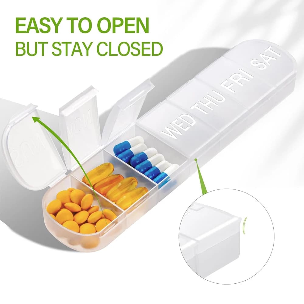 Large, weekly pills, nappie holders, travel pills, pill holders for large vitamin supplements, fish oil
