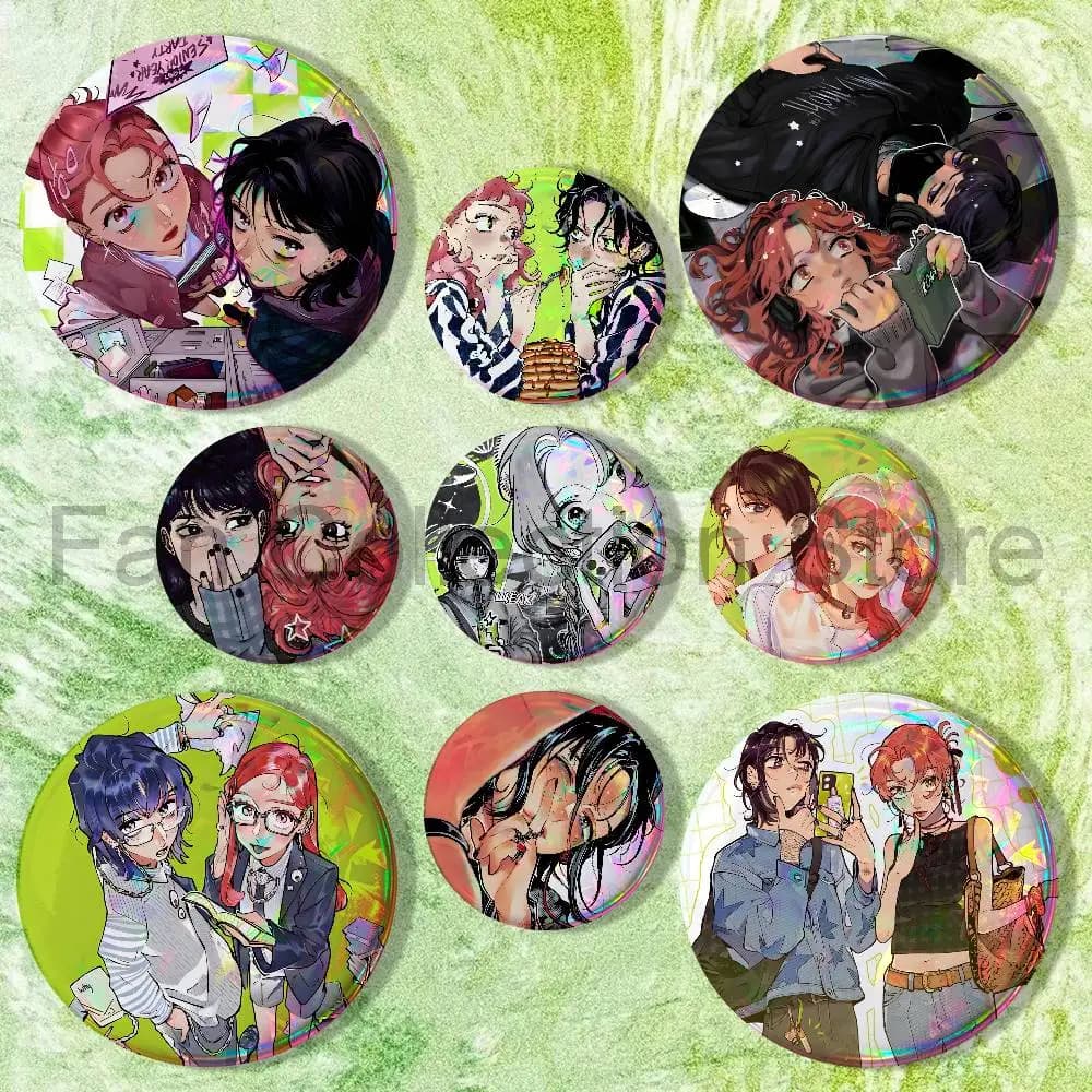 Mitsuki Koga Aya Green Yuri Enamel Pins Cartoon Characters Badge Fashion Jewelry Accessories Round Snap-in Brooch on Backpack