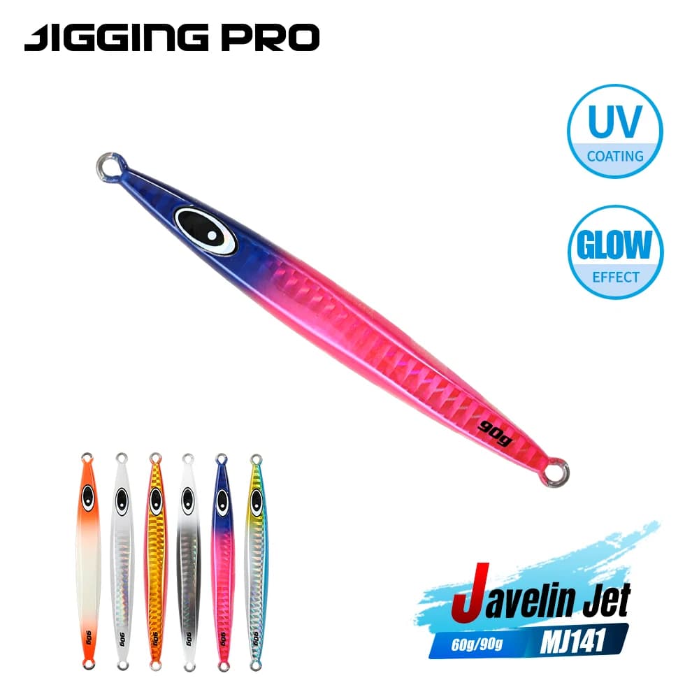 JIGGING PRO Javelin Jet Metal Jig 60g 90g Luminoso, Lancio Lungo, Azione di Nuoto Stabile, Esca per Pesca dalla Barca in Acque Costiere