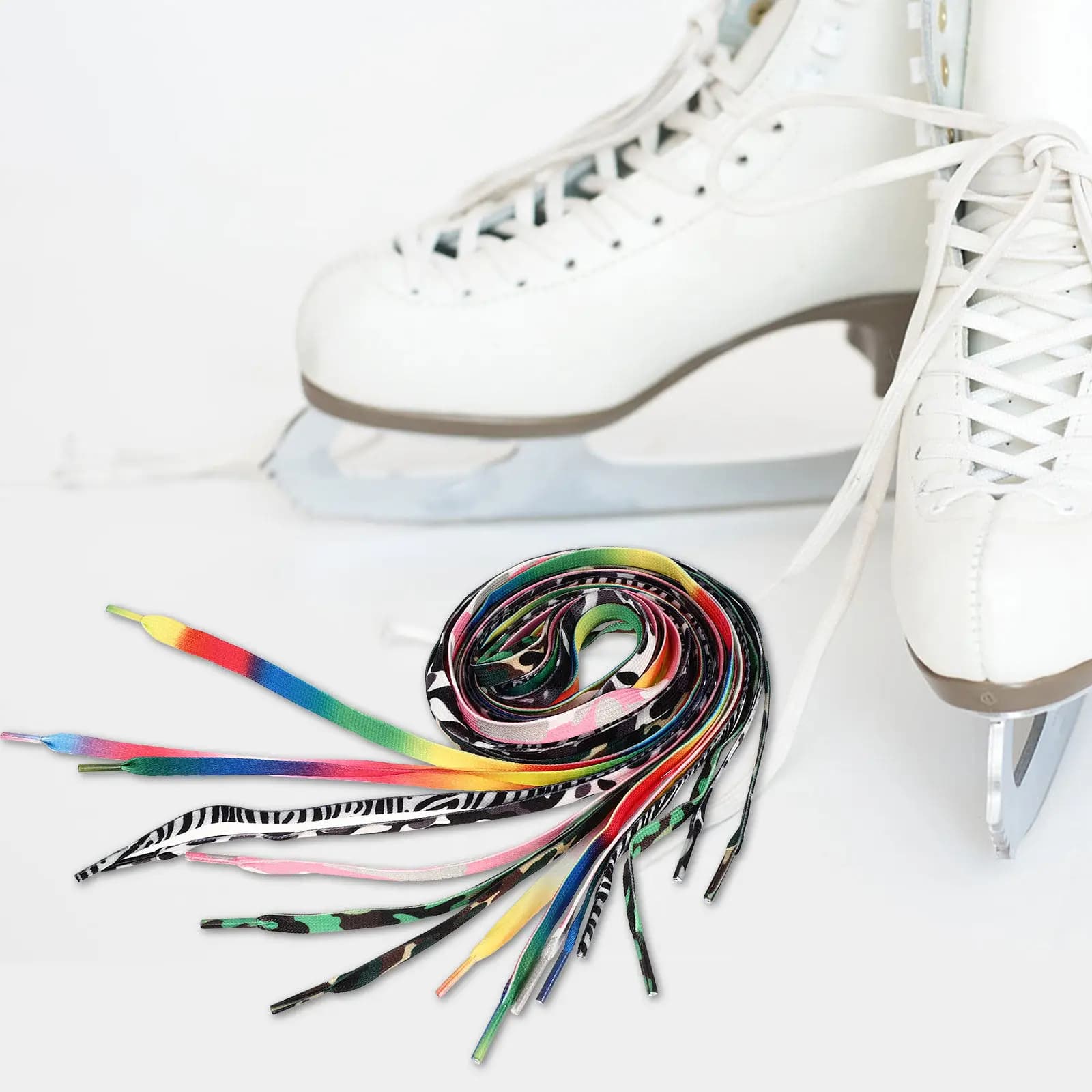 8 Paia di Lacci per Pattini da Ghiaccio, Lacci Piatti in Poliestere Resistenti all'Usura per Pattini a Rotelle, Accessori per Scarpe Sportive