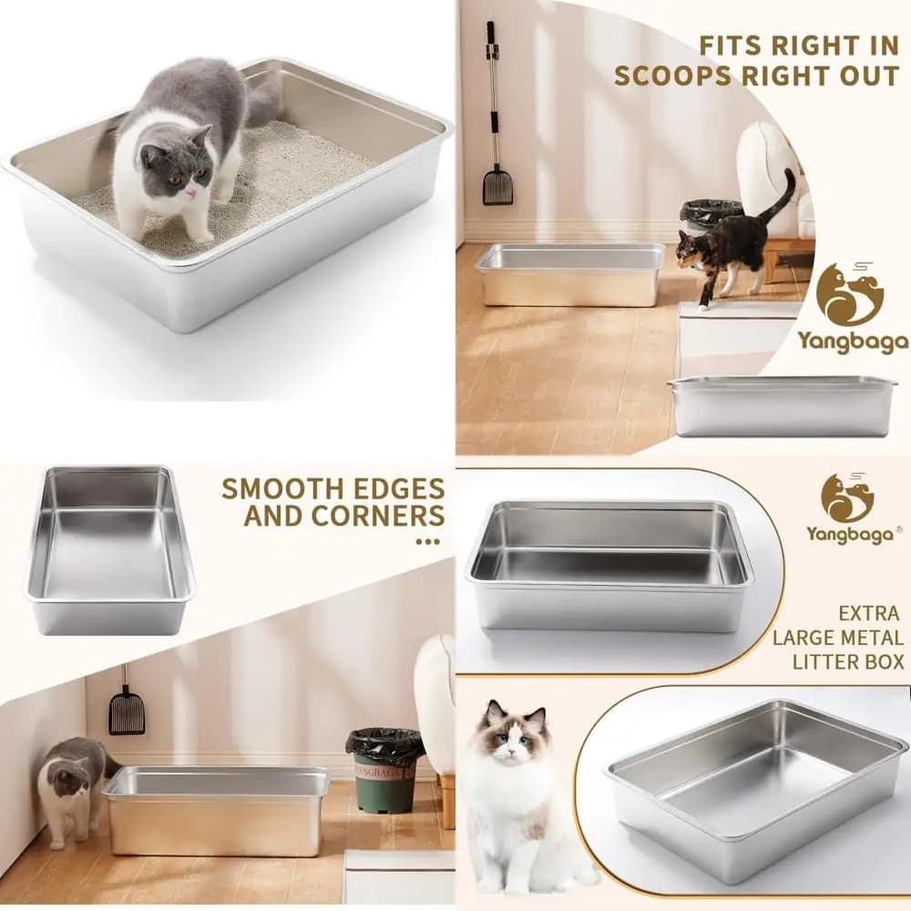 Lettiera per gatti extra large in metallo con lati alti, 28 x 20 x 6, custodia robusta e duratura per gatti