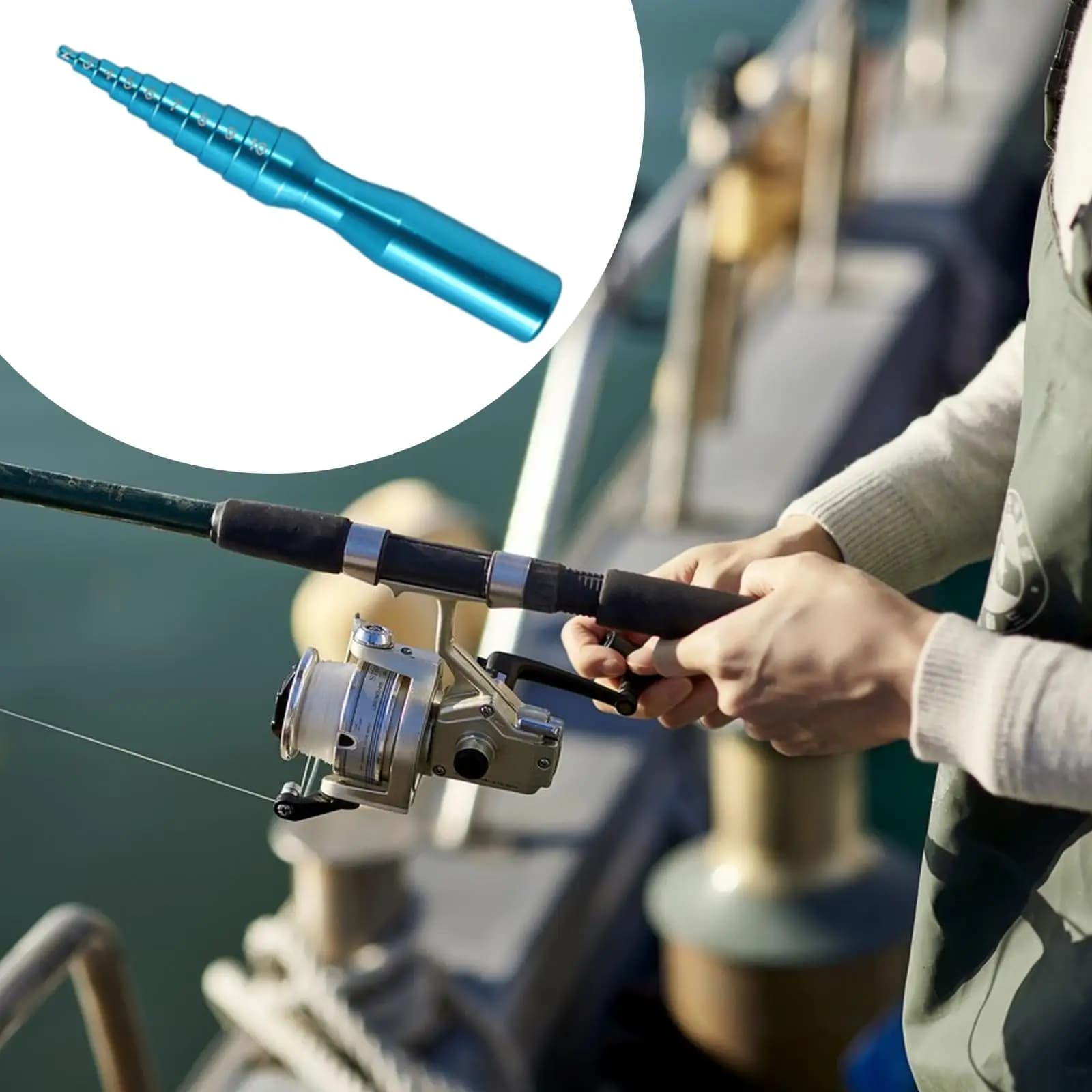 Strumento Multifunzione per Manutenzione Mulinelli da Pesca, Asta Portatile in Lega di Alluminio per Mulinelli e Accessori da Pesca