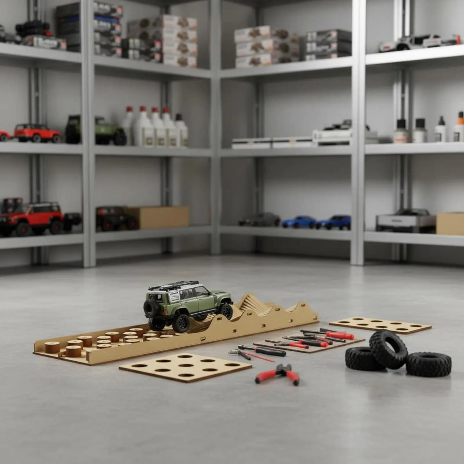 Percorso a Ostacoli per Auto RC, Design Personalizzabile, Scala 1/24, Rampa per Mini Crawler da Interno