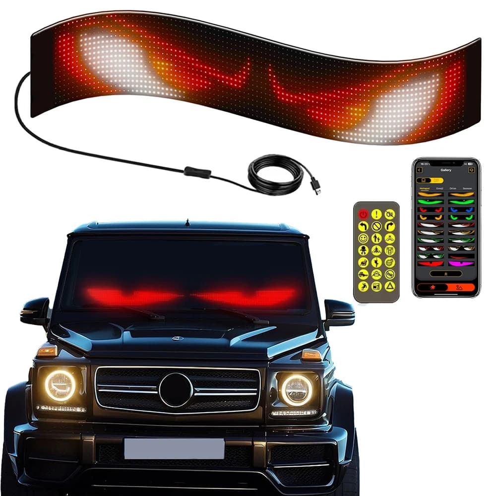 Camion Auto Devil Eye LED Segno Auto Scorrimento Pubblicità USB 5V Bluetooth App Controllo Logo Luce Testo personalizzato Modello Animazione