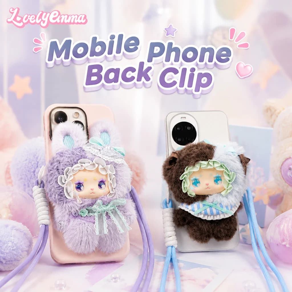 LOVELY EMMA Falling Into Fantasy Realm Series Mobile Phone Back Clip Plush Blind Box Trendy Toy Soft Fluffy Cute Bag Decoration