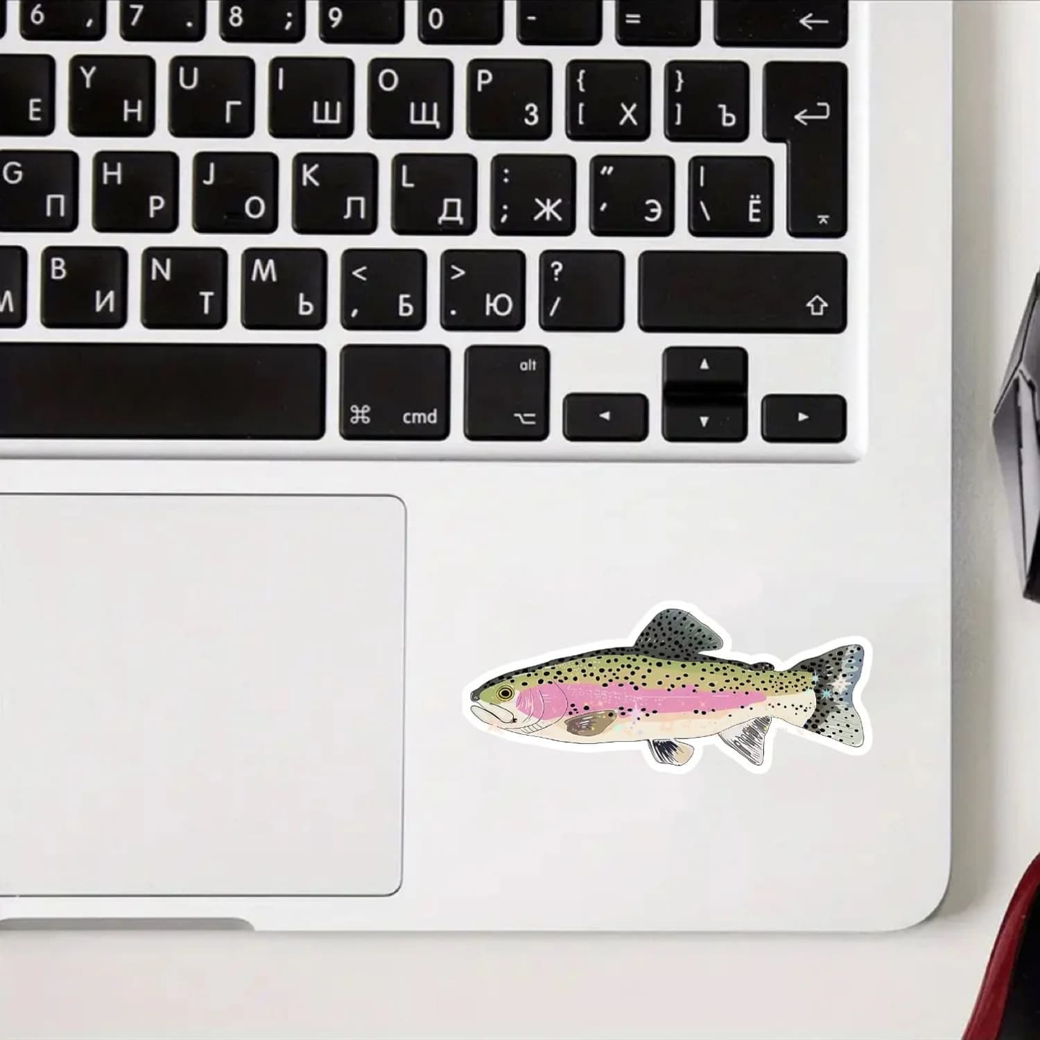 2Pcs Glitter Rainbow Trout Stickers For Car Laptop Water Bottle Skateboard