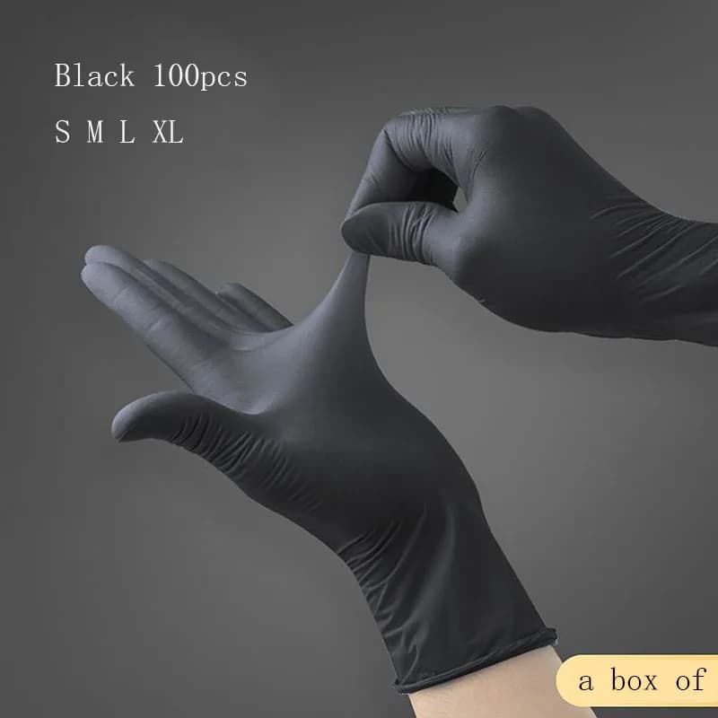 scatola di 100 guanti in nitrile guanti per pulizia durevoli impermeabili per guanti usa e getta per lavare i piatti da cucina domestica