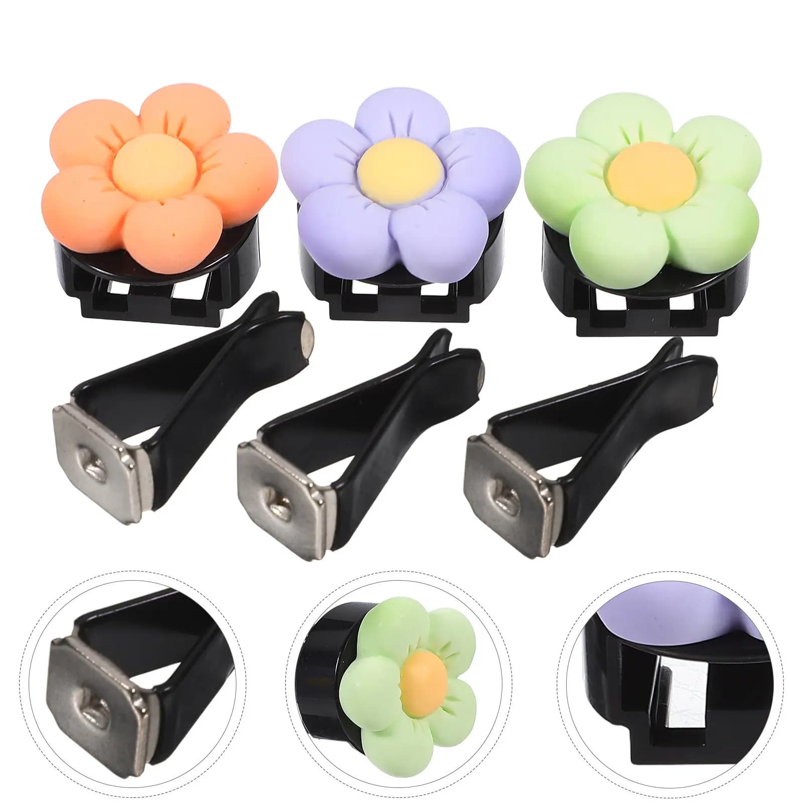 Set of 3 Perfume Clips for Flower Shape Auto, Deodorant for Car, Dashboard Decoration and Interior