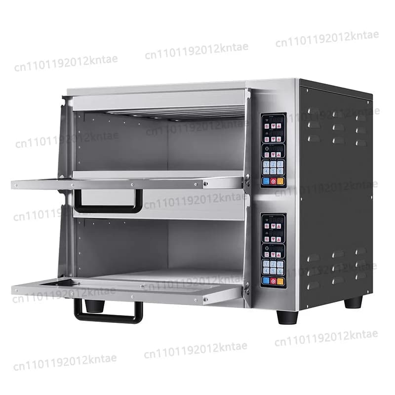Double-deck pizza computer-controlled temperaturedouble-deck round stone-top electric oven,