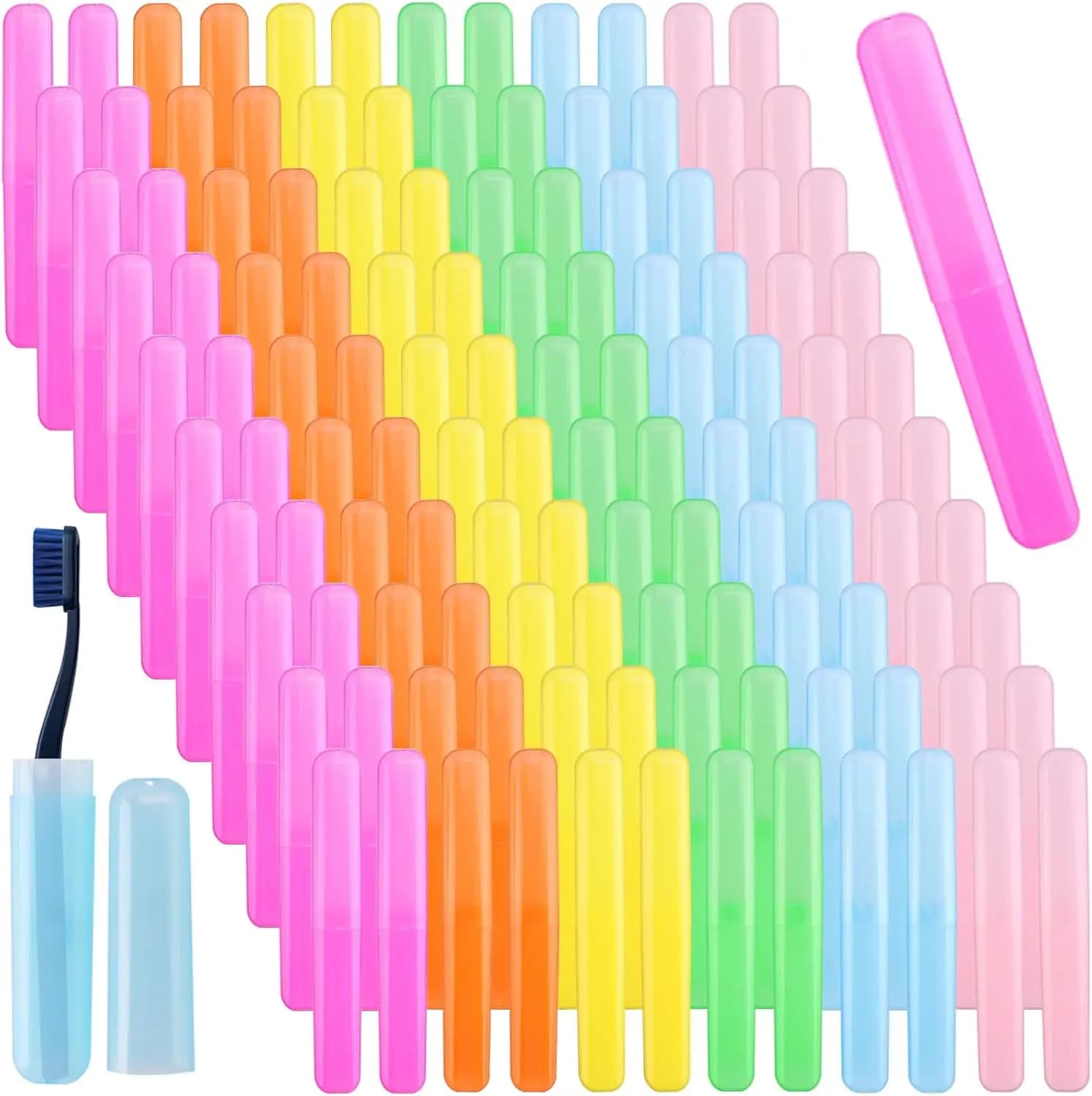 Confezione da 120 Custodie Porta Spazzolini da Viaggio, Portatili, Antipolvere e Traspiranti, Ideali per Bagno, Campeggio, Scuola