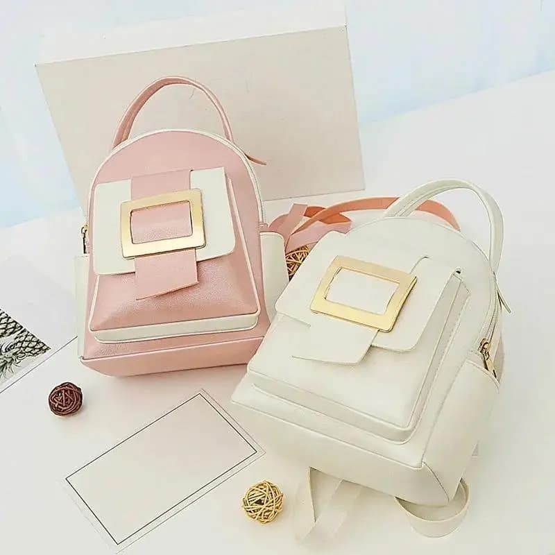 Zaino alla Moda con Blocchi di Colore in Pelle PU, Grazioso e Carino, Mini Borsa Scolastica per Ragazze e Adolescenti
