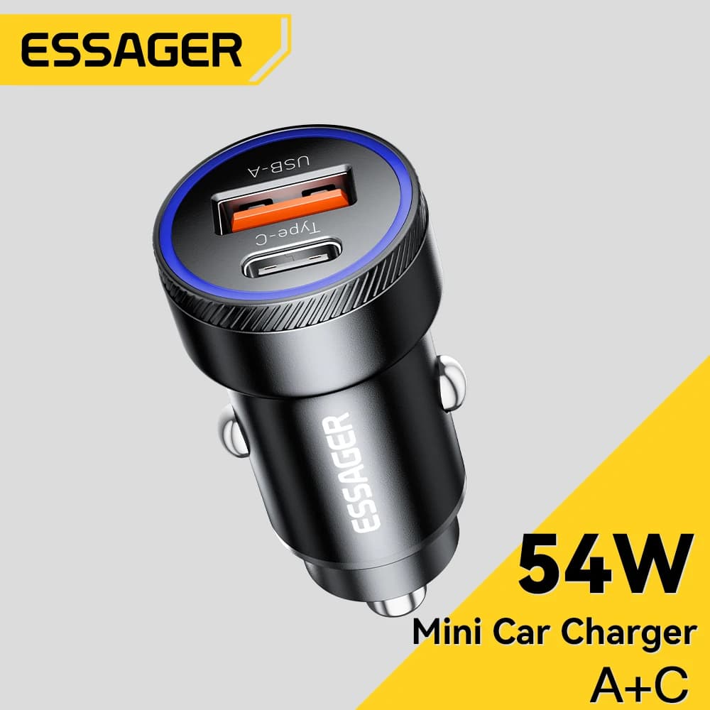 Essager 54W USB Car Charger 5A Quick Charging 3.0 QC SCP AFC 30W USB Type C Quick Charging for Xiaomi little iPhone Huawei Samsung