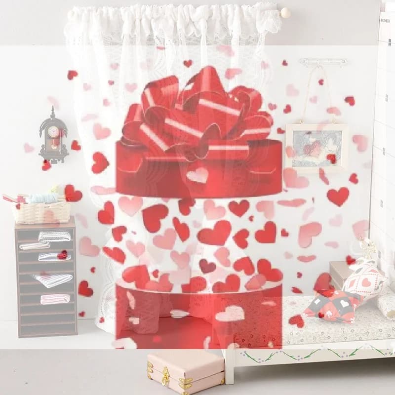 【BS】Tenda in pizzo in miniatura 1/12 per casa delle bambole, decorazione per camera da letto, accessori per casa delle bambole, micro scenari, oggetti di scena per foto