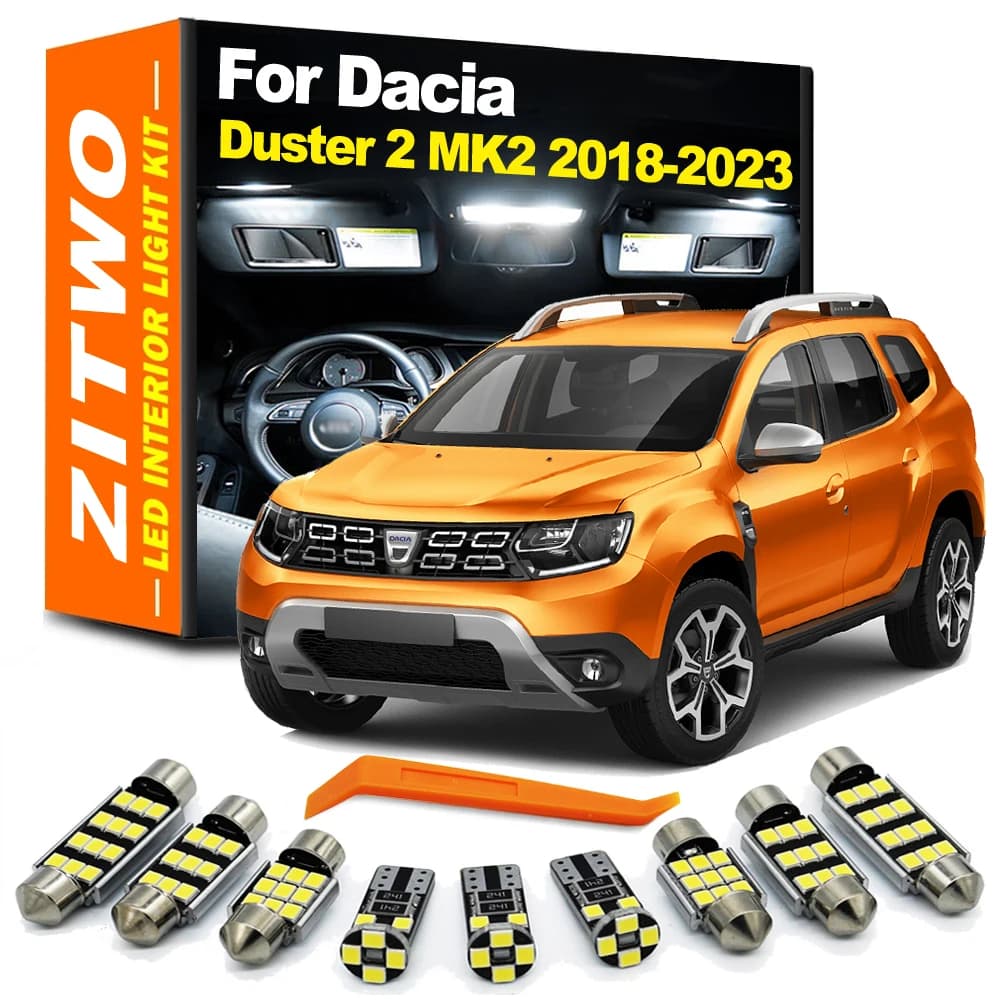 ZITWO 10 pz Canbus per Dacia Duster 2 II MK2 2018 2019 2020 2021 2022 2023 veicolo LED lampadina accessori interni piastra luce Kit