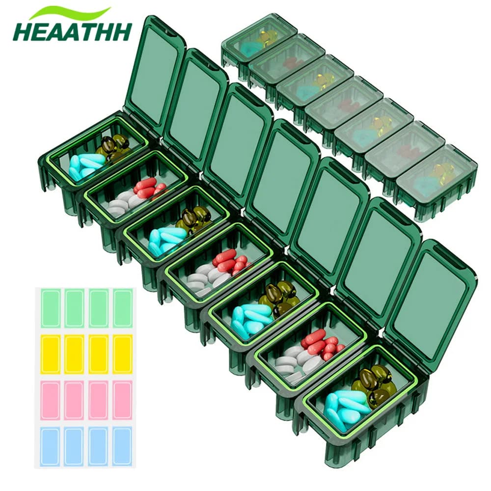 1 pcs large weekly pill holder, 7-day medicine case for large supplements of vitamins and fish oil, travel pills