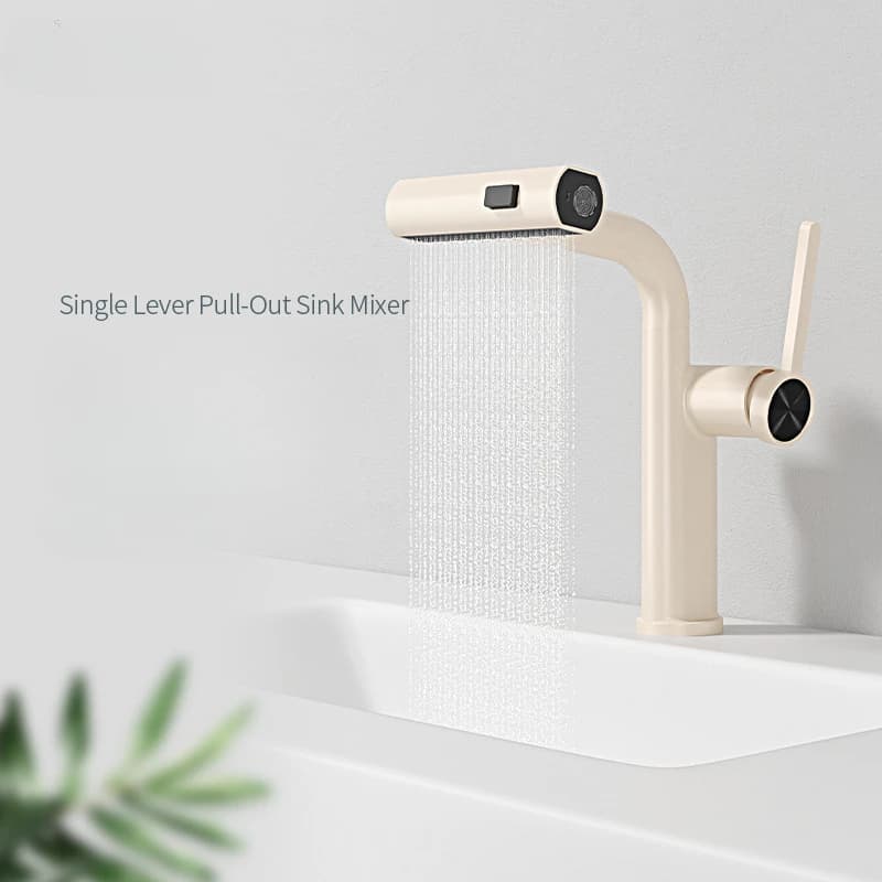 Nuovo rubinetto per lavabo per bagno estraibile Waterfall Stream 3 Way Sprayer miscelatore per lavabo con acqua calda e fredda