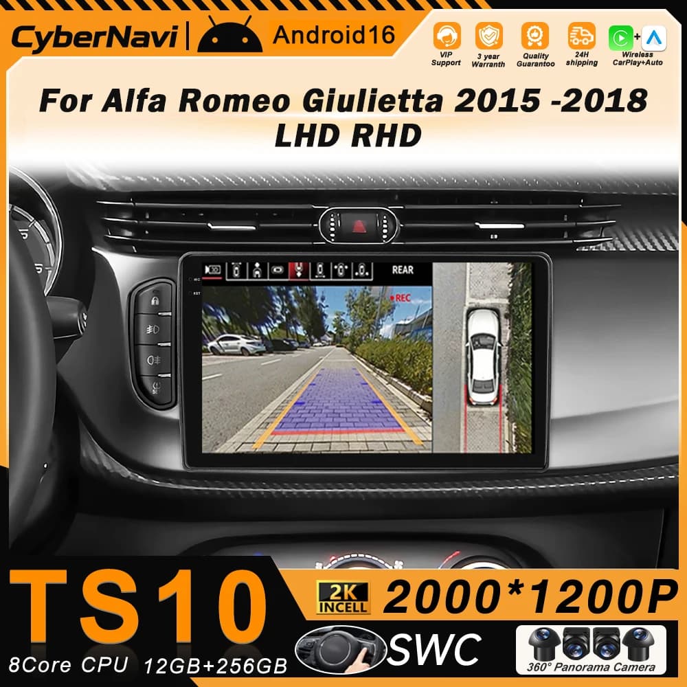 Autoradio Android da 9 Pollici per Alfa Romeo Giulietta 2015-2018 LHD RHD, Schermo Multimediale Carplay, Stereo Auto DVD