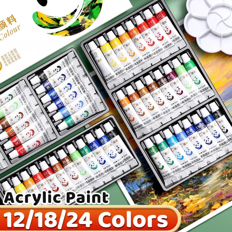 Acrylic Colors Set 12/18/24 Colors 5ml/0.17oz, Waterproof Rich Pigments Wallets for Fa-da-Te Crafts, Drawing, Painting, Canvas, Rock