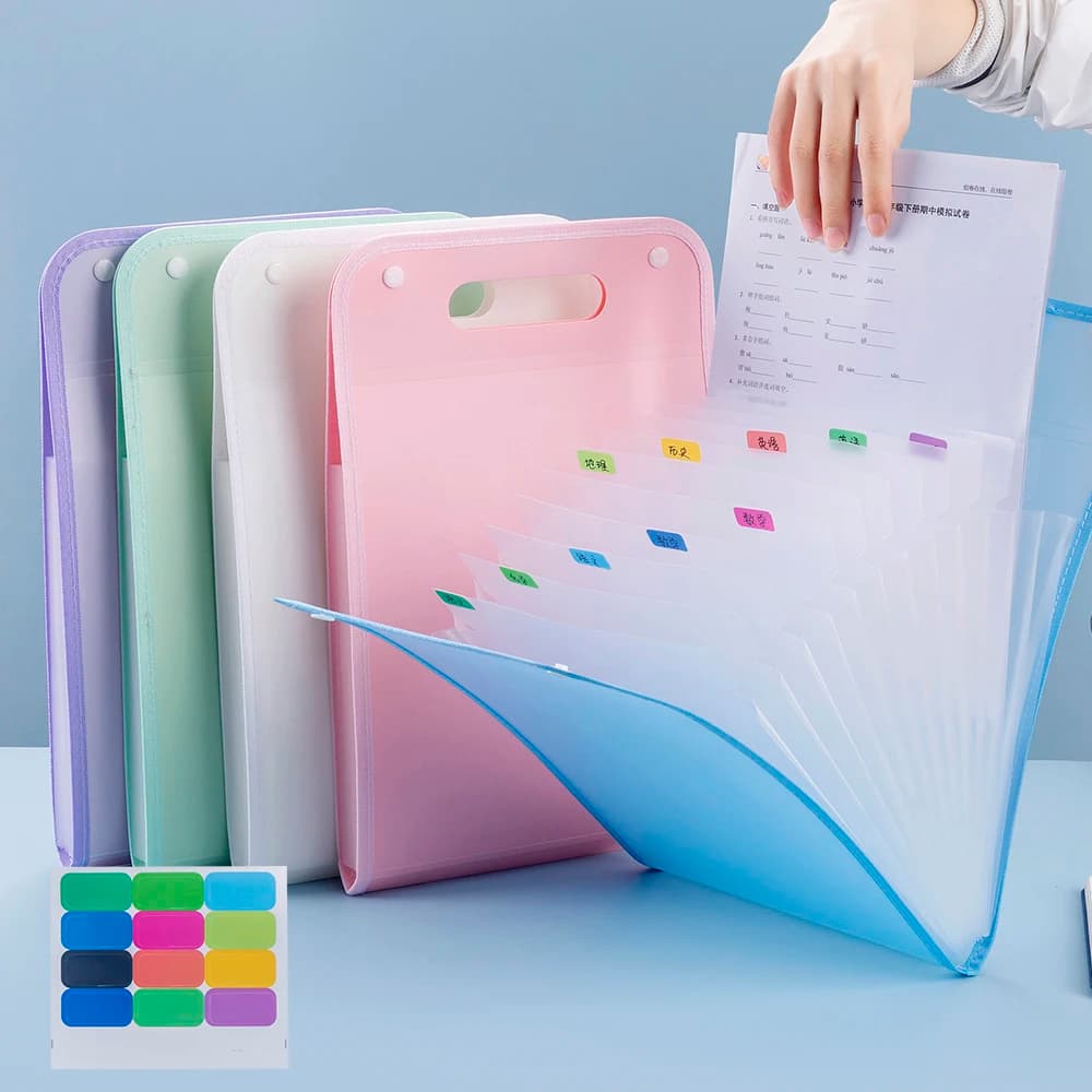 Organizzatore di file per fisarmonica etichettato multiscomparto per riporre ricevute in carta A4 per uso domestico e in ufficio