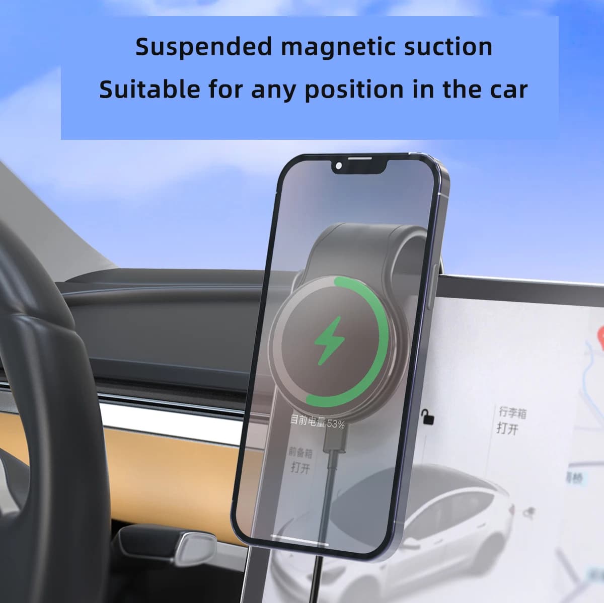 TEEQ Supporto per telefono per auto Caricatore wireless magnetico da 15 W Tappetino di ricarica Supporto per auto compatibile per iPhone 16 15 14 13 12 Pro Max