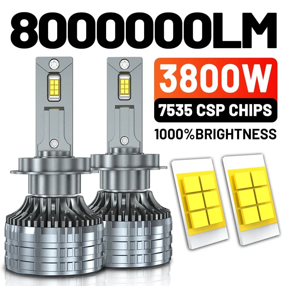 ACTVTCA 3800W 8000000LM H7 H4 H11 Faro LED ad Alta Potenza CSP Canbus H1 H8 9005 HB3 9006 HB4 9012 Lampada Turbo Faro LED per Auto