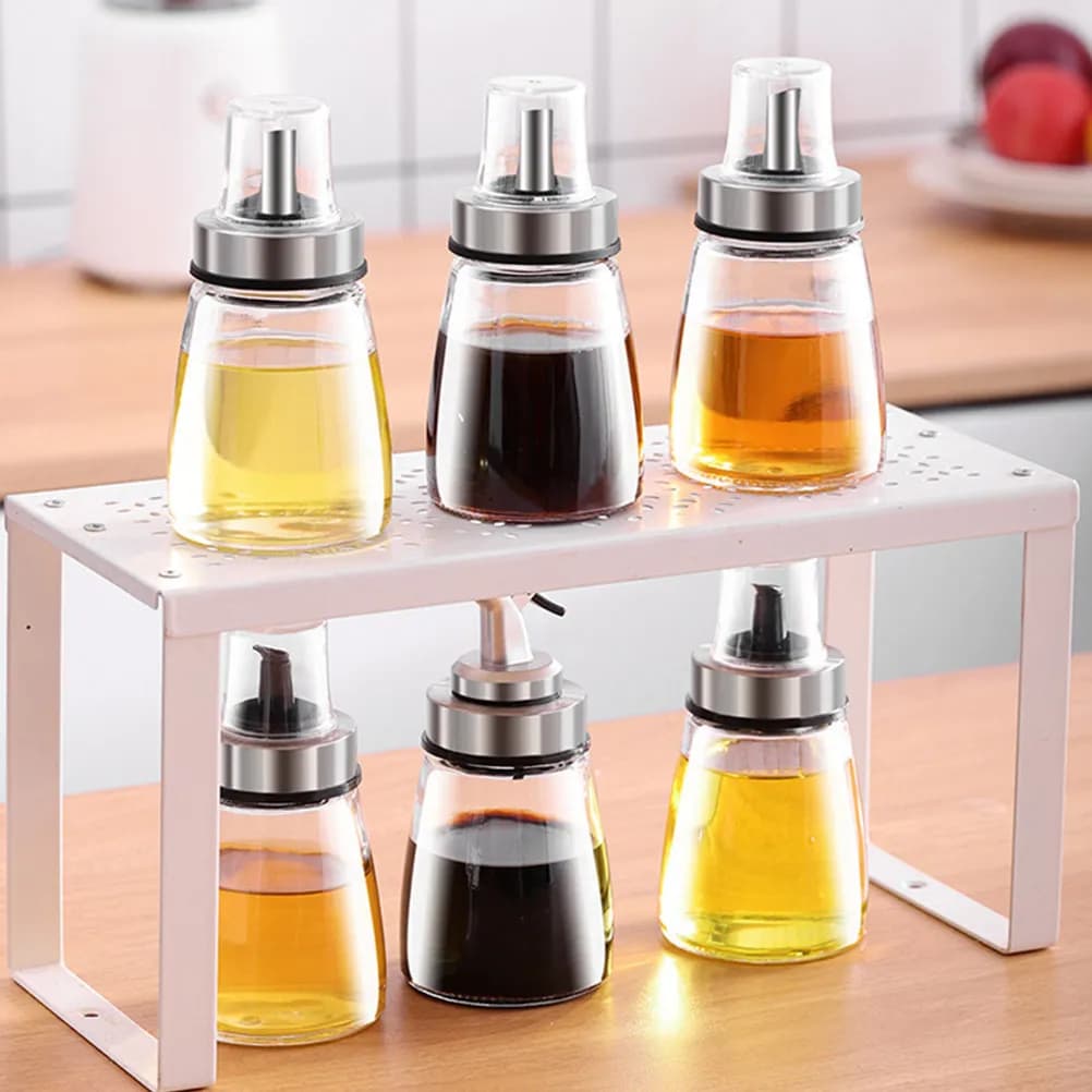 Set di 3 Bottiglie per Olio Multifunzione, Dispenser per Salsa di Soia e Aceto, Piccole Bottiglie in Vetro per Condimenti, Utensili da Cucina per Casa