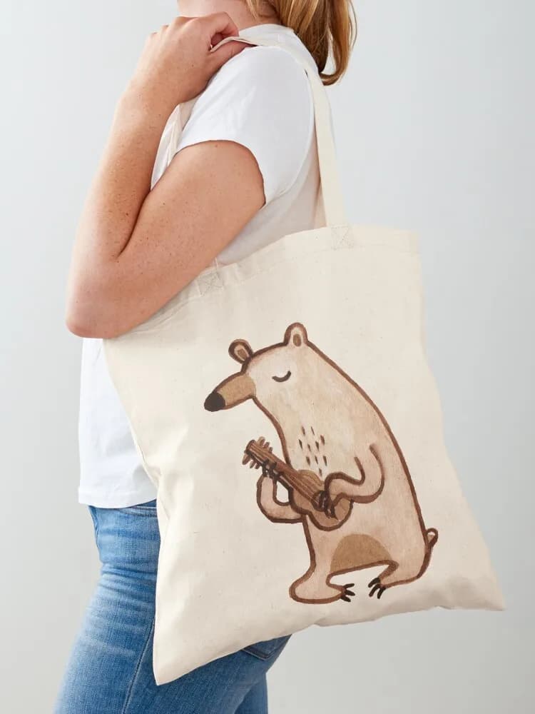 Borsa tote Ukulele Bear, borsa tote da donna, borsa ecologica, borsa per la spesa con logo