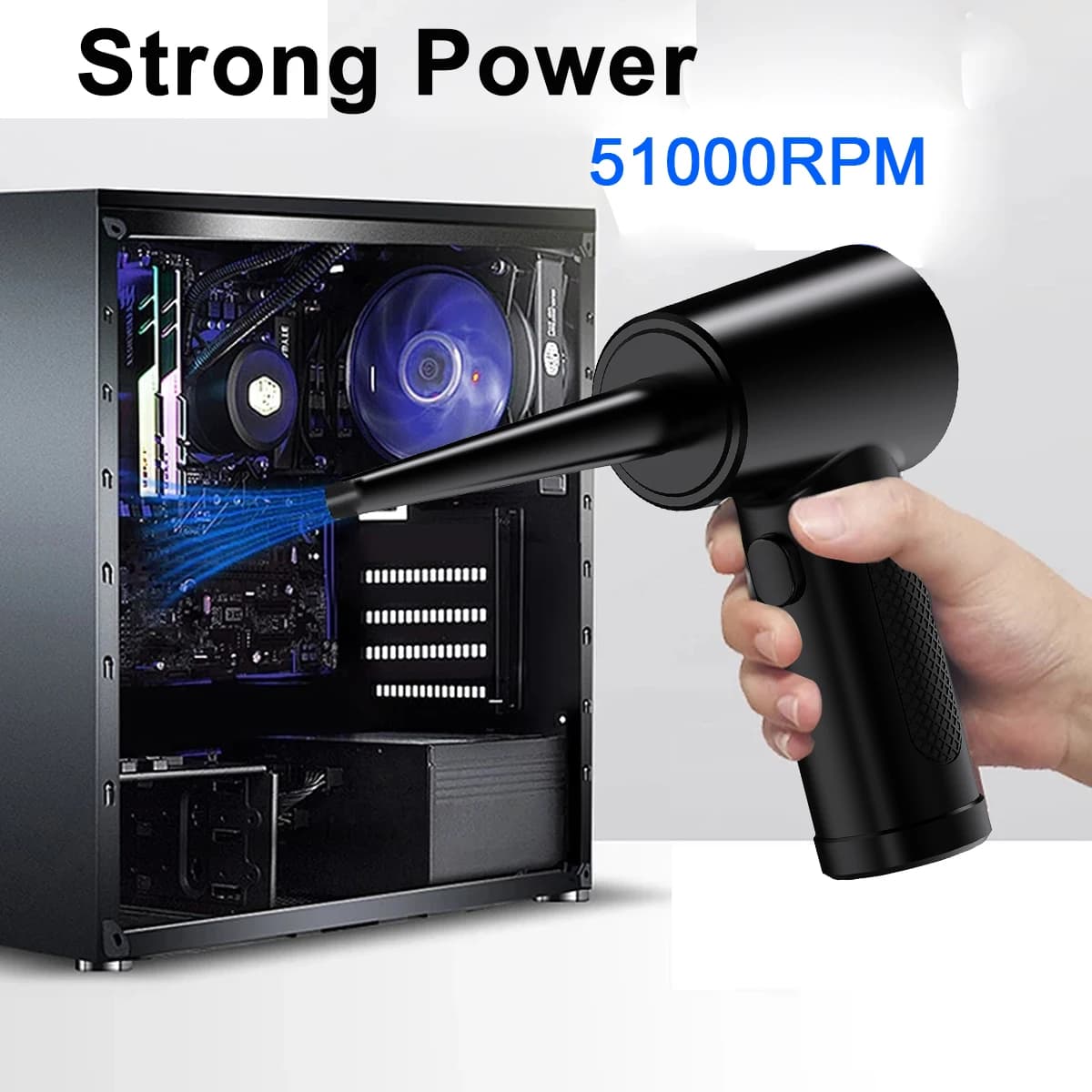 Cordless Air Duster Electric 51000RPM Wireless Dust Gun Compressed Air Blower Powerful Hair Dryer Computer Keyboard Cleaning desk vacuum
