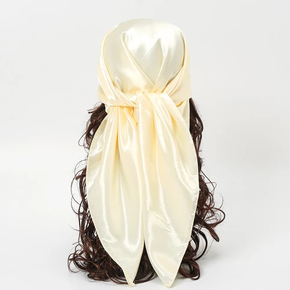 Foulard Hijab in tinta unita da 90 cm per donna, in seta satinata, sciarpa per capelli, scialle quadrato femminile, sciarpe per la testa da donna