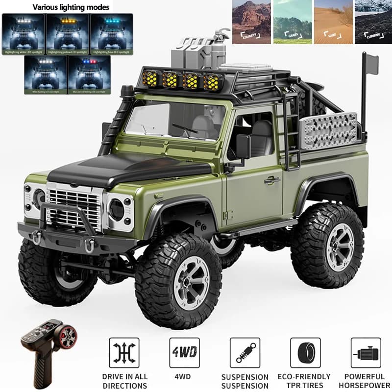 KF90 1:12 Auto RC 4WD da Arrampicata Fuoristrada con Luci LED, Telecomando 2.4G, Camion Radiocomandato, Veicolo Fuoristrada Giocattolo, Regalo per Bambini e Adulti