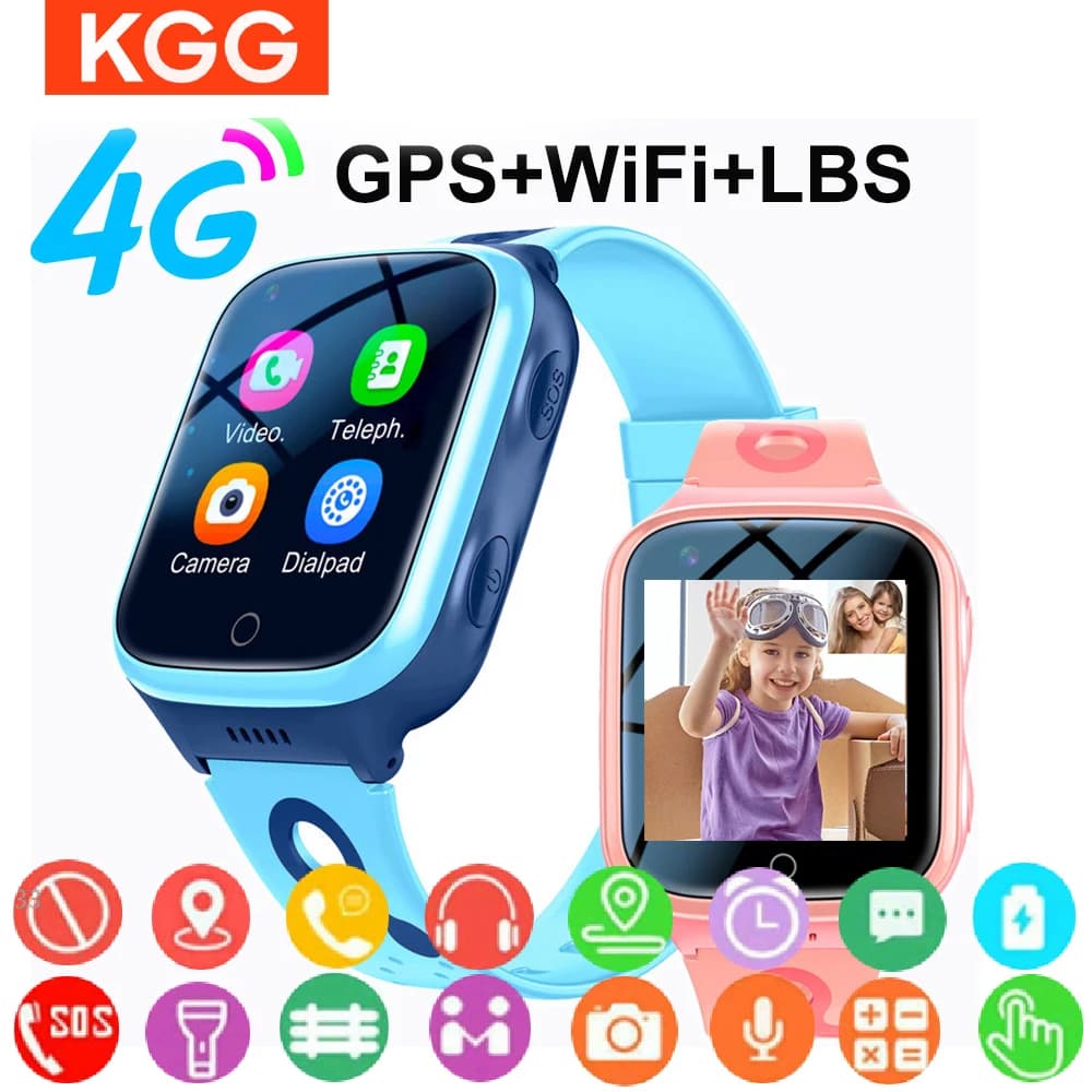 KGG 4G Astuto Della Vigilanza Per Bambini GPS WiFi 1000mAh Videochiamata Tracker Posizione Chiamata SOS Indietro Monitor Orologio Del Telefono Smartwatch Regali Per Bambini