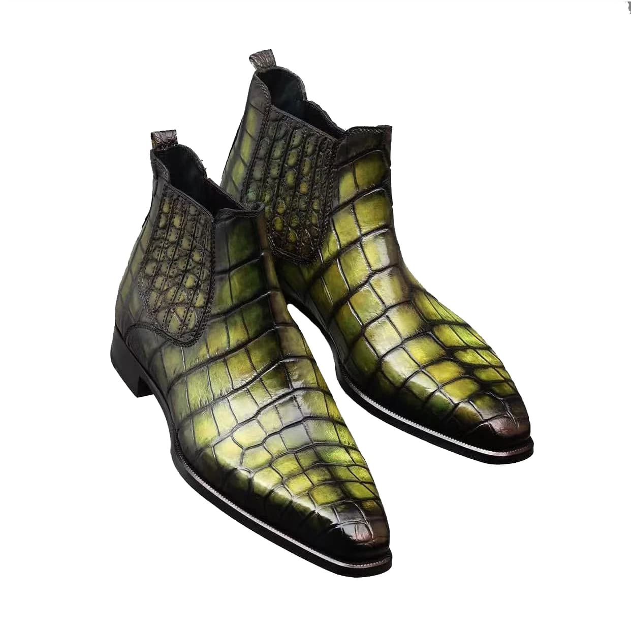 Kexima nuove scarpe eleganti da uomo, scarpe da uomo in pelle di coccodrillo, scarpe da cerimonia, da ufficio, da lavoro, colore marrone spazzolato