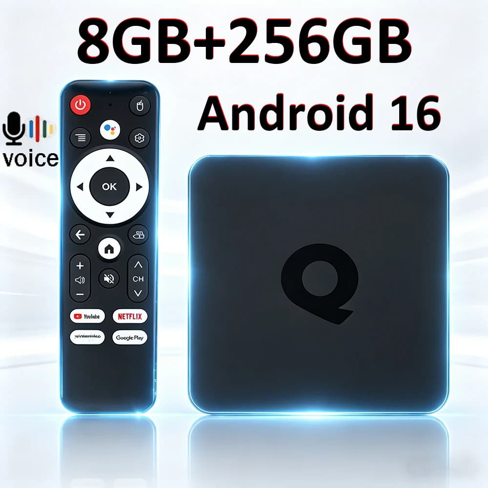 Box TV Smart Android 16 Q1 H313 Quad Core 8GB 256GB Wi-Fi 5G Video 8K HD BT5 Supporto Telecomando Vocale Google Media Player Set-Top Box