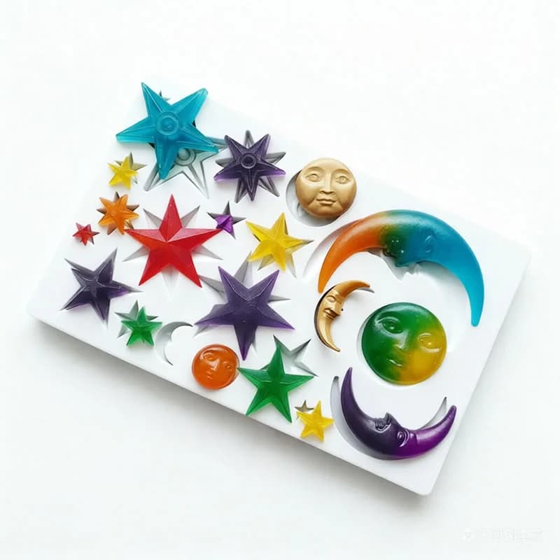Stampi in silicone per argilla polimerica a forma di sole, luna e stelle, stampo per fondente, per resina epossidica, strumenti per decorazioni di torte, pasta di zucchero, sugarcraft