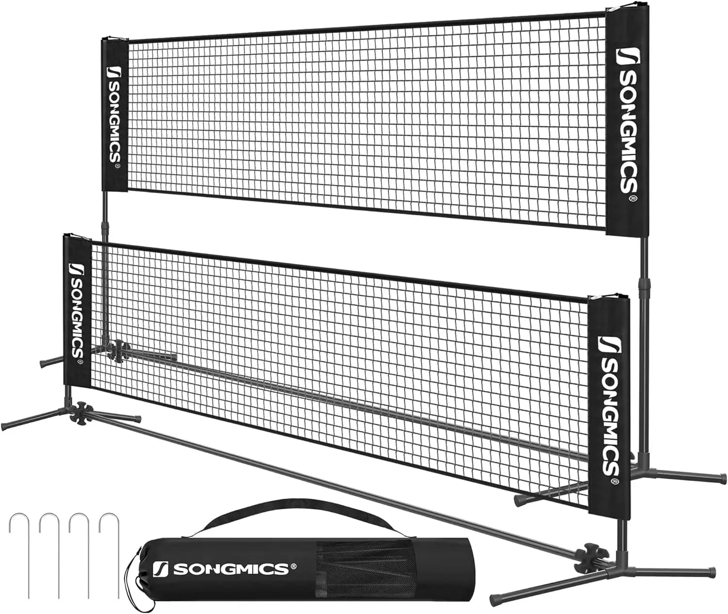 Rete da Pallavolo Regolabile in Altezza, Rete Pieghevole in Nylon con Pali per Campi Interni ed Esterni, Larghezza 10ft/13ft/16.5ft
