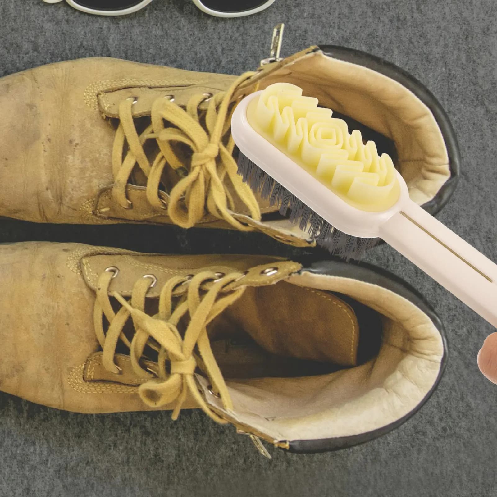 Double Sided Soft Rubber Shoe Brush Long Handle for Boots Cleaning Shoes Polishing Brush Shoe Care Tool