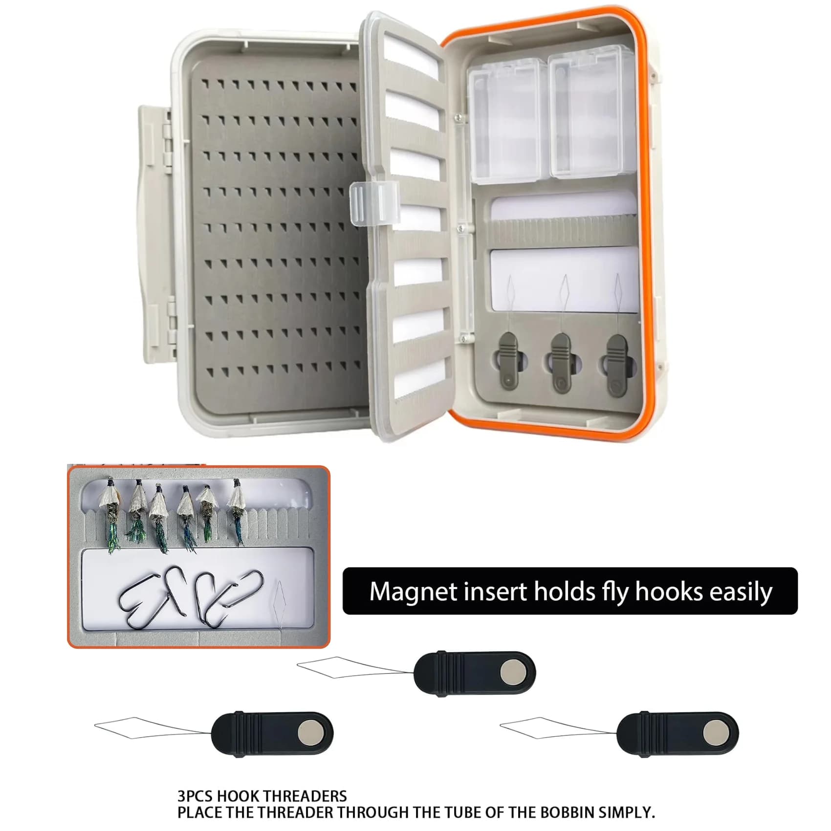 Aventik Waterproof Fly Box with 4-Layer Foam Portable ABS Lightweight Fly Fishing Tackle Storage Case