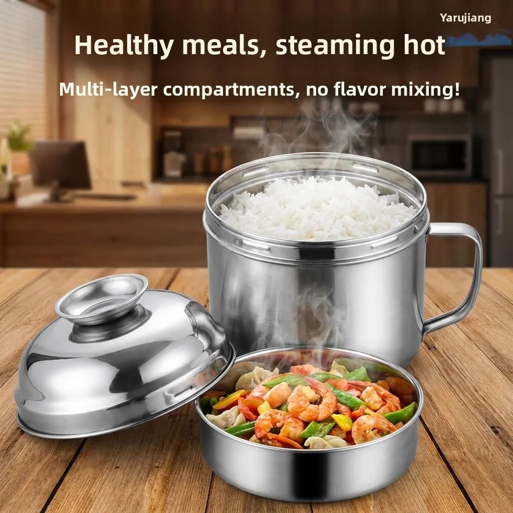 Large Capacity Double Layer Stainless Steel Insulated Lunch Box for High School Students Fast Food Takeaway Meal Container