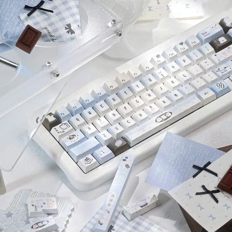 Set di copritasti a tema Sea Salt Pixel Meow, copritasti personalizzati con sublimazione PBT, profilo in ciliegio, per accessori per tastiera meccanica
