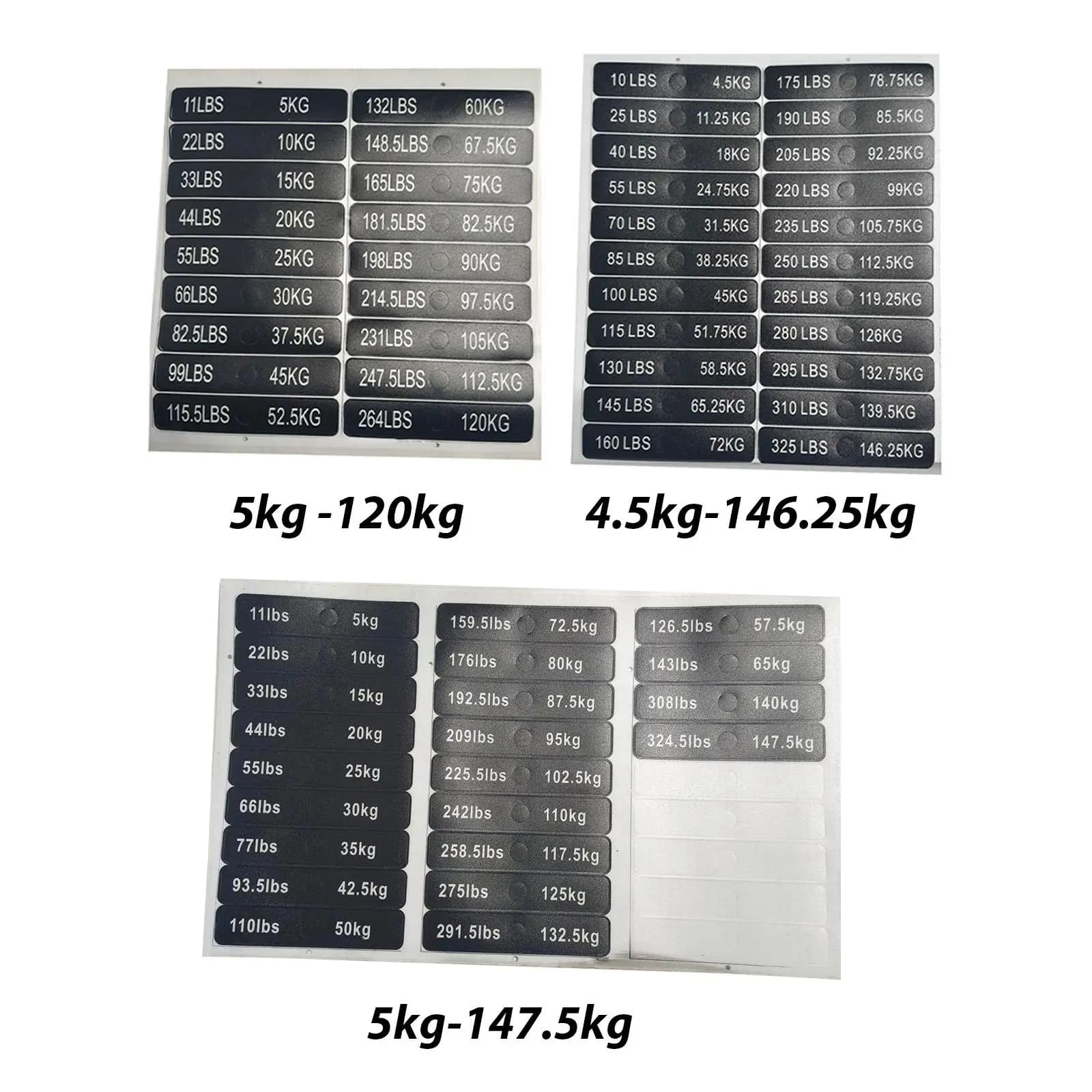 Black PVC Bearings, Numerical Labels Set for Identifying Fitness Equipment and Home Gym Accessories