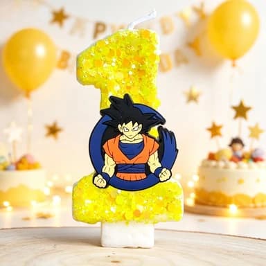 Dragon Ball Z Goku Saiyan Blue Number Birthday Candles Themed Cake Candles for Anime Party