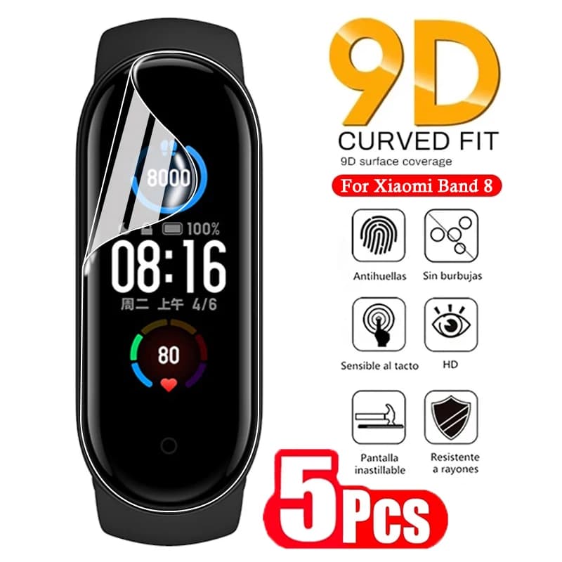Pellicola salvaschermo 5 pezzi per Xiaomi Mi Band 7 6 Film TPU Hydrogel Film per Xiaomi Mi Band 8 7 6 5 4 3 Smart Watch Cover accessori