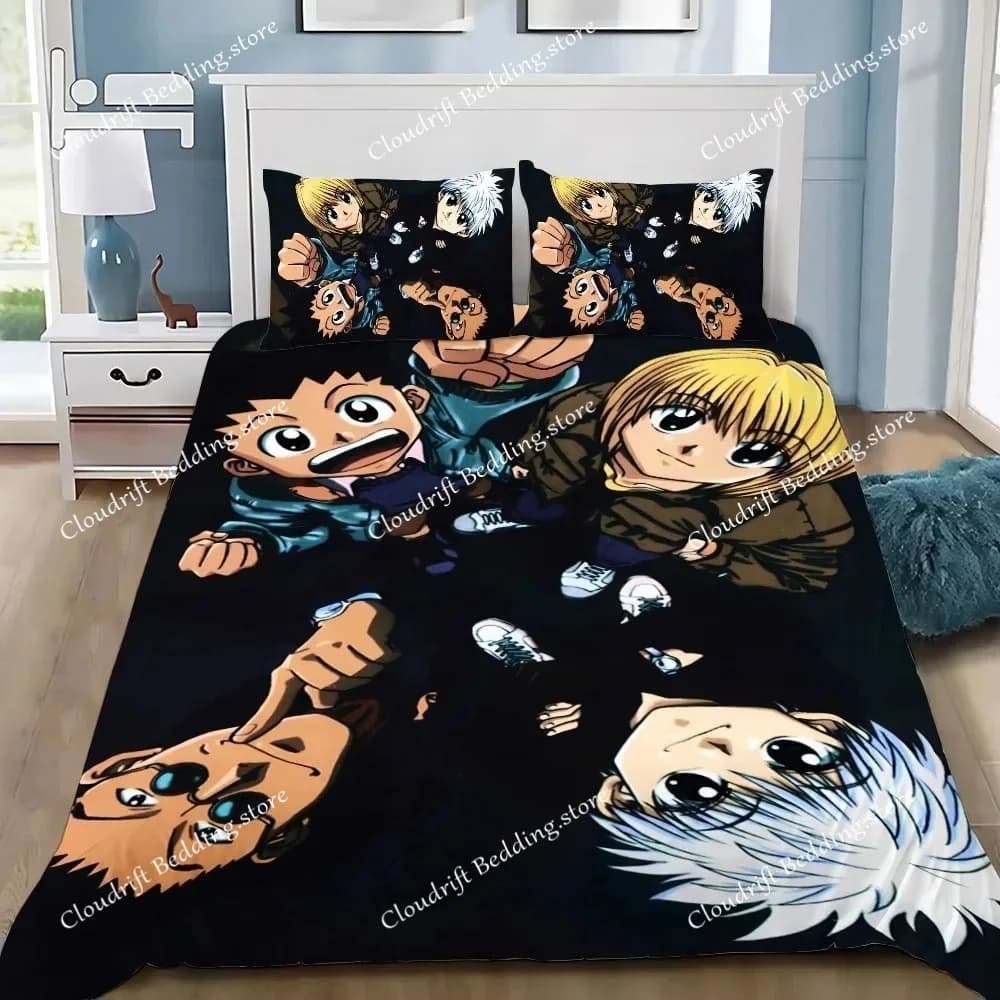 Cartoon Duvet Cover Hunter×Hunter Pillowcase Bedding Set Adult Boys Girls Bedroom Decoration Single Double Size Luxury Gift