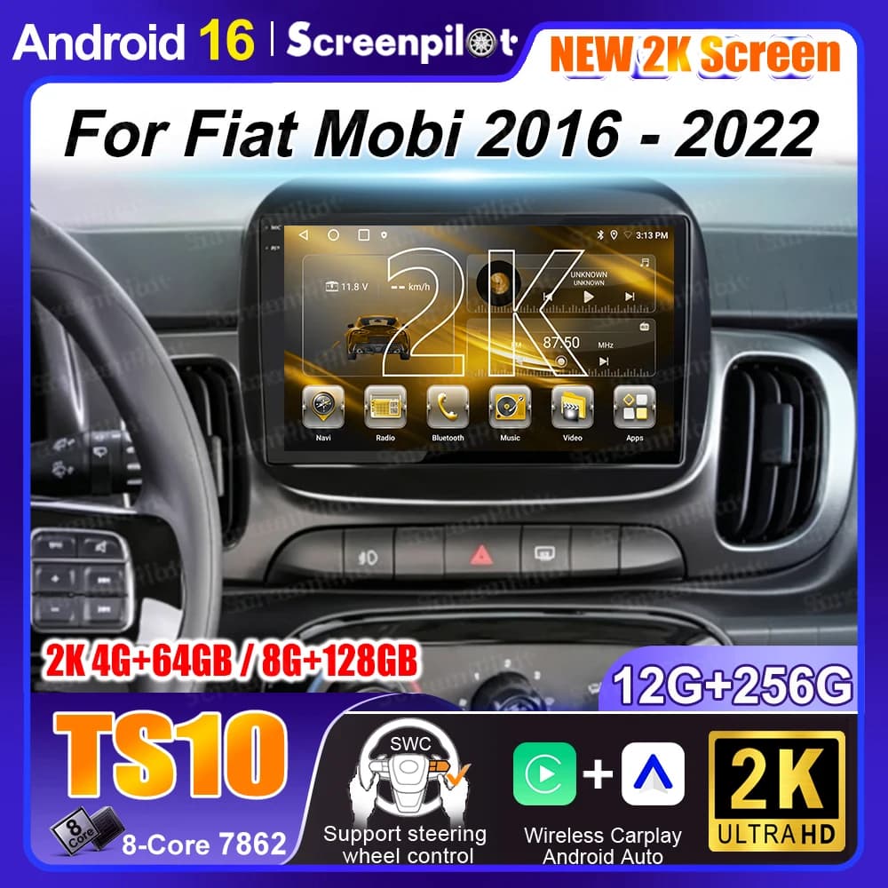 Android 16 For Fiat Mobi 2016 2017 2018-2022 Car Radio Multimedia Video Player Gps Navigation Stereo Wireless Carplay 5g Wifi