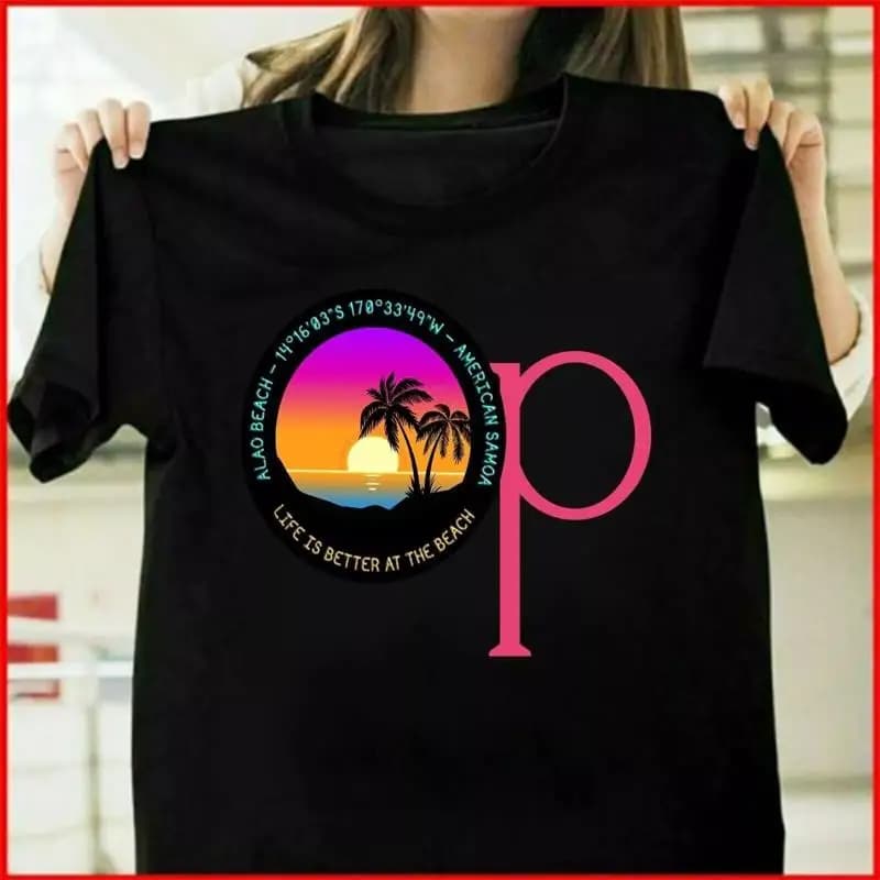 Ocean Pacific 1980 1990 Alao Beach Sunset Samoa americana T Shirt Taglia S_5XL
