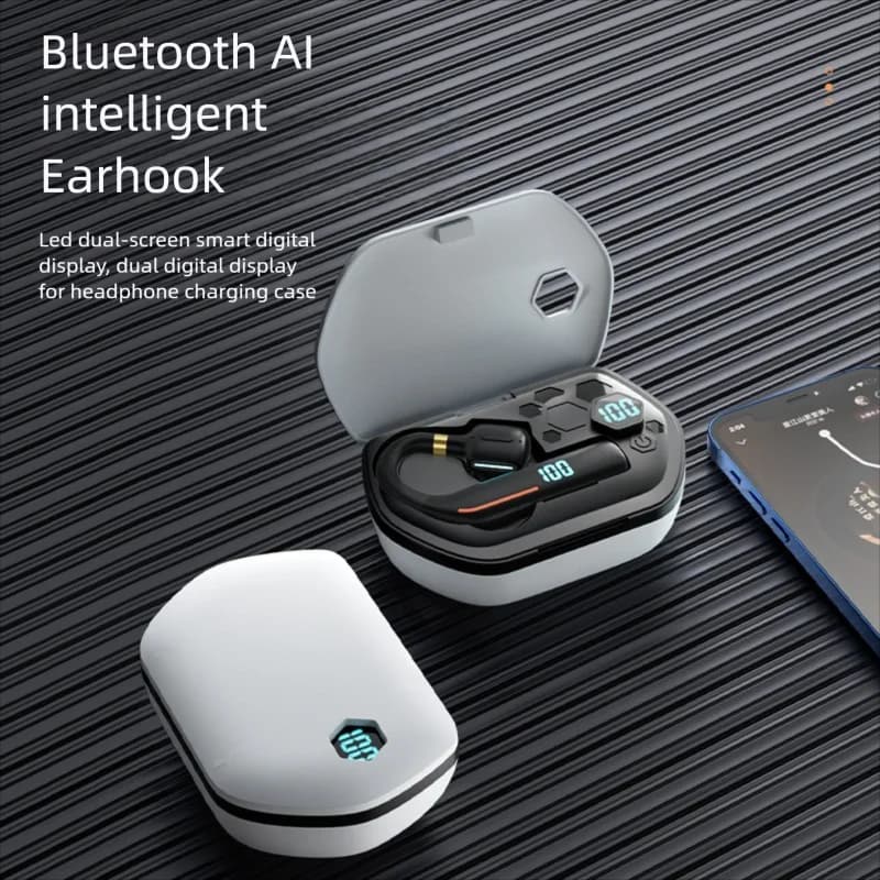 Bluetooth 5.2 OWS Headset with Intelligent Vocal Control, Noise Reduction, Calling Name, Double Display Power 180 ° Rotating Earphones