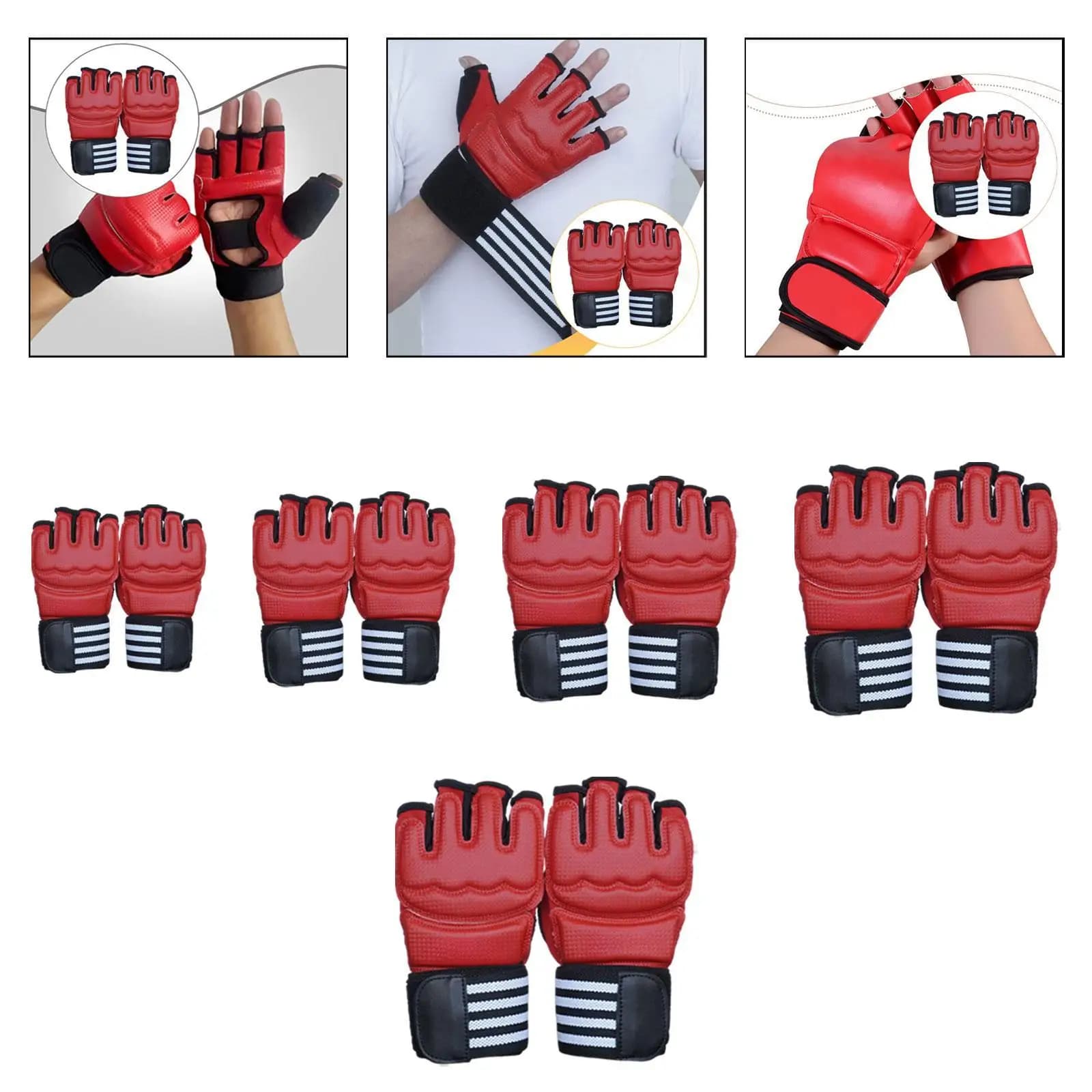 Training Gloves for Boxing PU Leather Sparring Gloves half fingers Fitness equipment for gym workout