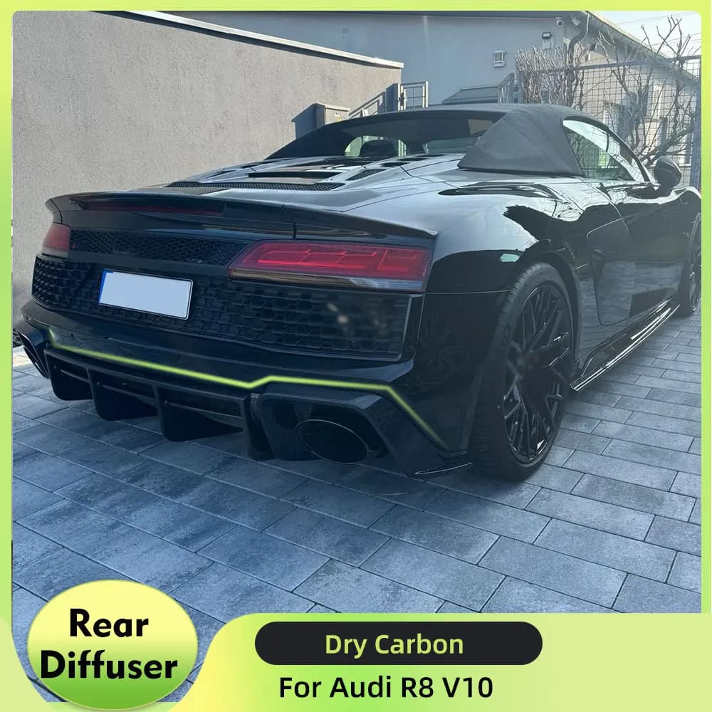 Dry Carbon Car Rear Bumper Diffuser Lip Spoiler for Audi R8 V10 GT Performance Coupe 2023 Rear Diffuser Lip Guard